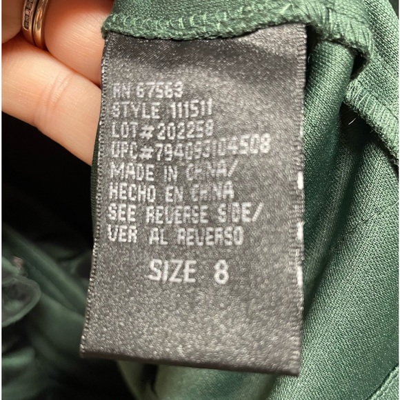 NWT SL Fashions Chiffon Shutter Dress w. Ruffle - GORGEOUS Hunter Green - Picture 9 of 10